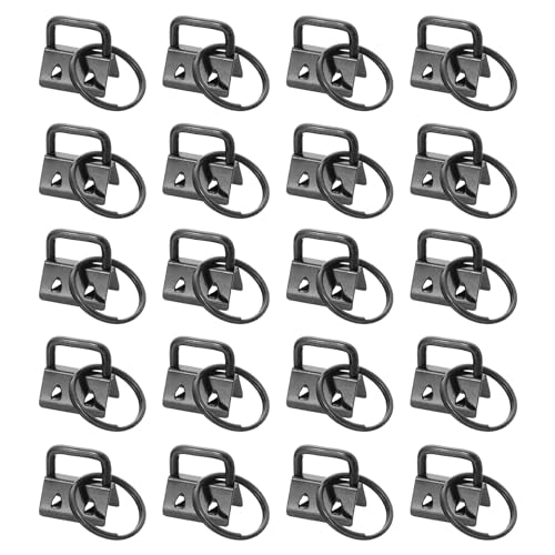 uxcell 20Pcs 20mm/ 0.8-inch Key Fob Hardware with Keychain Ring for Bag Webbing Wristlets Lanyards, Dark Nickel