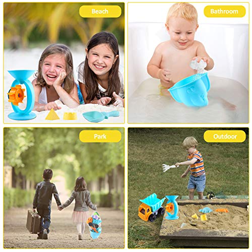 image for Auney Beach Toys Set for Kids 20 PCS - Sand Water Wheel, Castle Molds,