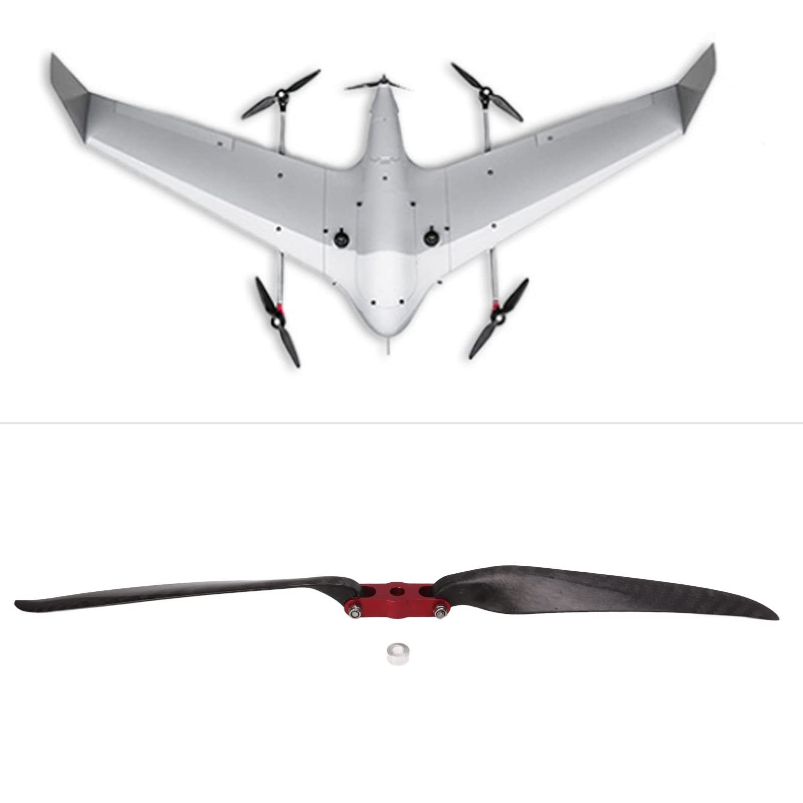 plplaaoo Hélice Plegable RC Fibra de Carbono Hélice de Drones de Alta eficiencia de 335 mm para Aviones de ala Fija con Anillo Adaptador Ligero Durable Diseñado con precisión