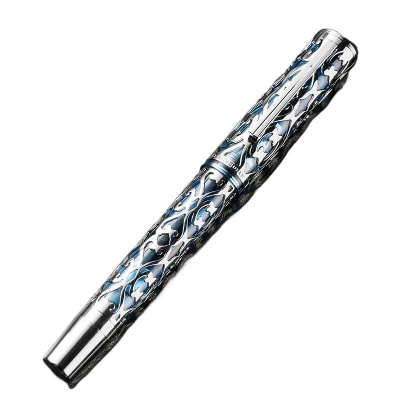 Stylo plume à piston Moonlight bleu extra fine ensemble calligraphie gravé écriture fine