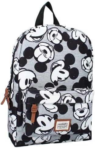 mybagstory - Mochila - Mickey Mouse - Disney - Niño - Escuela - Primaria - Niño - Mochila infantil - Talla 33 cm - Tirantes ajustables, gris, small