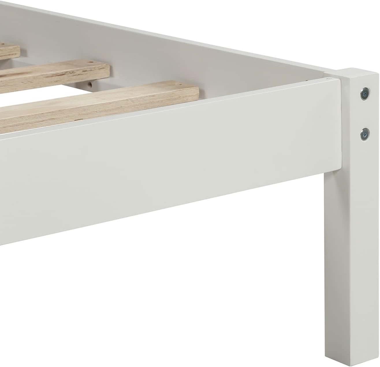 Tmosi Twin Size Solid Wood Platform Bed Frame with Headboard and Wooden Slat Support, No Box Spring Needed, Mattress Foundation, Easy Assembly, White