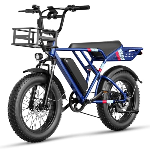 Jasion RetroVolt Electric Bike for Adults,【2000W Peak Motor & 30MPH & 70Miles】 Electric Mountain Bike, Full Suspension Ebikes for Adults, 20" Fat Tire Ebike with 48V 13Ah Battery Electric Dirt Bike