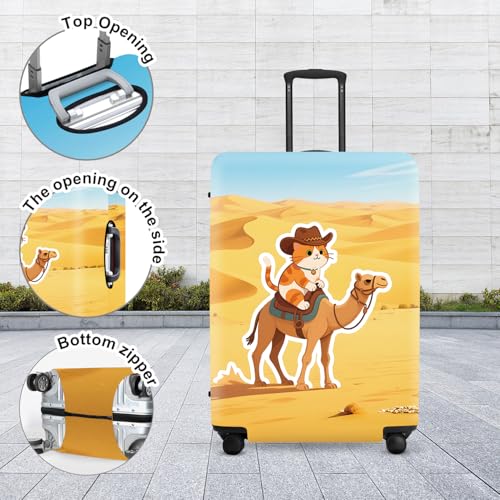 Image of Desert Adventure Luggage Protector, Washable Suitcase Cover with Cowboy Camel Scene Anti-scratch for 18 inch,20 inch,22 inchBag