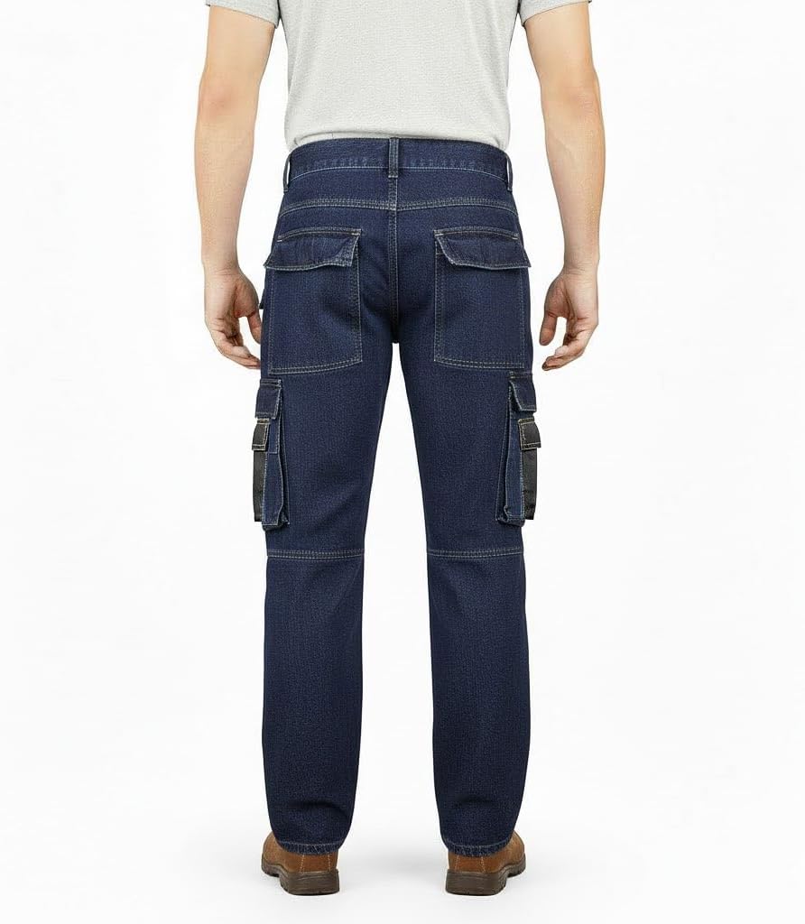 FASHIO FF Men’s Utility Work Jeans – Denim Cordura Work Pants with Holster Tool Pockets, Heavy-Duty Trouser for Men - Image 3