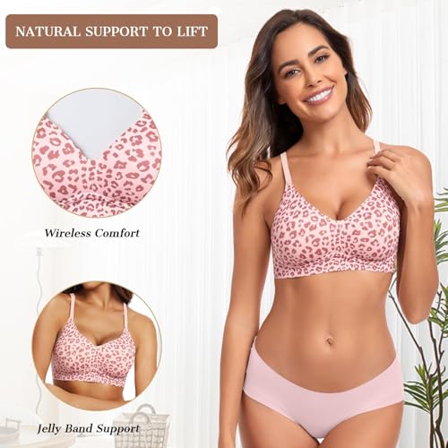 Image of OEAK Womens Wireless Jelly Bras Comfortable Push Up Bra No Underwire Gel Bra Full Support Lift Everyday Seamless Tshirt Bras