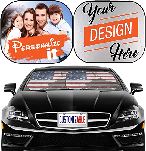 MSD Extra Large Windshield Sun Shade Custom 2-Piece Universal Fit Personalized Extra Large Windshield Sun Shade Fits Most MUV, Hatchback, Pick-up Truck, MPV Image ID: Marine Corps War Memorial America