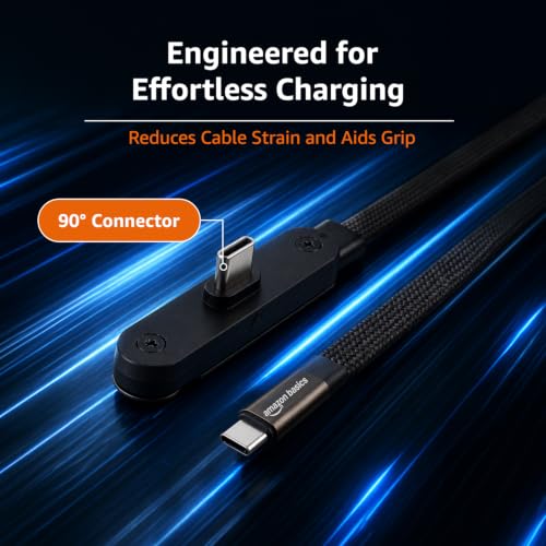 Image of amazon basics USB C Cable, 240W Fast Charging Cable,Invisible Stand Charging Cable, Flat Cable, for iPhone 17 Series, Samsung Galaxy S25 S24 Ultra etc (Black)