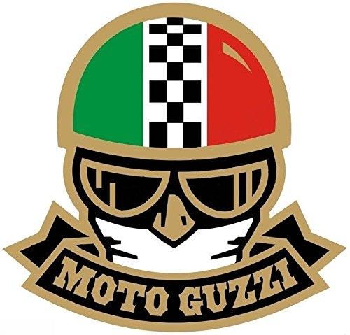 Moto Guzzi with Helmet Bumper Sticker Tool Box Sticker Helmet Sticker