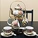 DaGiBayCn 20 Piece European Ceramic Tea Set Coffee set Porcelain Tea SetWith Metal Holder,flower tea set Red Rose Painting,160ML/Cup,460ML/Pot (Large version).