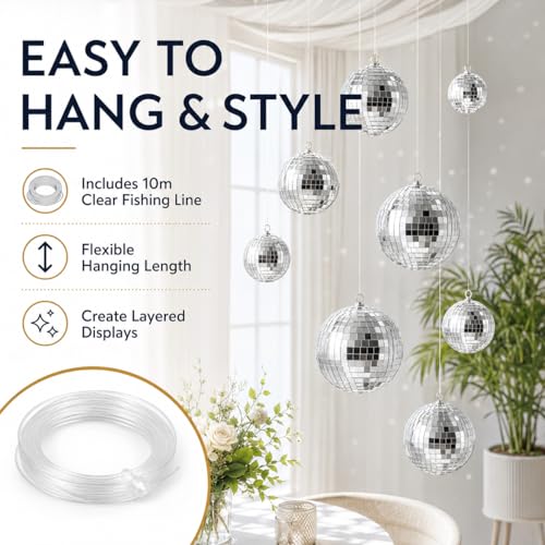 Bola espejada de discoteca de 16 pulgadas Youdepot, paquete con 22 bolas espejadas mini y luces de cadena de bola espejada de 1.97 pulgadas para eventos miniatura 6