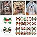 Tnasa 24 Pairs (48 Pieces) Christmas Dog Hair Bows with Rubber Bands for Medium Dogs Girl Cats Kitten Puppy Bowknot Topknot Yorkies Rabbits Boy Stylish Pet Grooming Hair Accessories