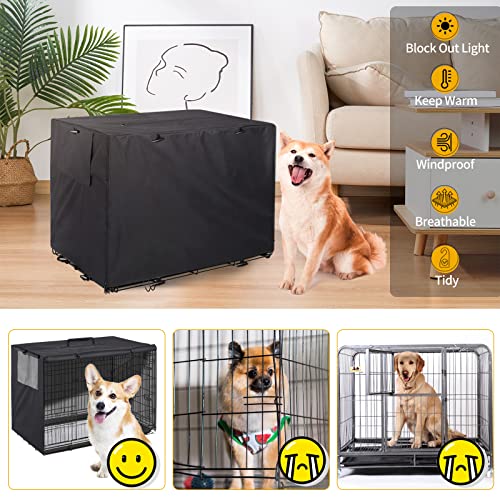 Dog Crate Cover 42 inches, Durable Kennel Cover with Double Door Universal Fit for 42 inches Wire Dog Cage, Black - Image 3