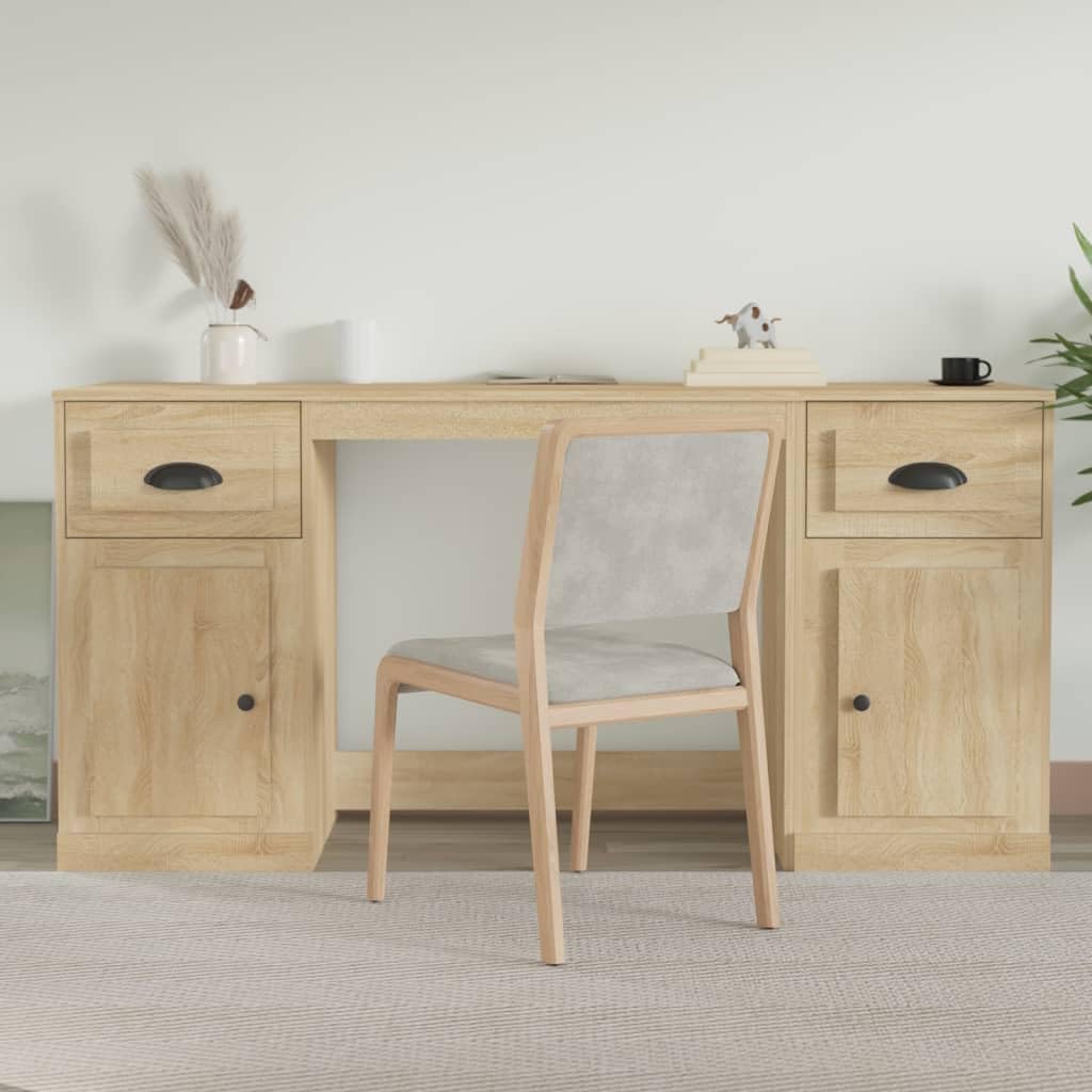 Scrivania con Armadietto Rovere Sonoma in Legno Multistrato 154,5x50x75 cm per Studio Ufficio Casa con Cassetto e Ripiano, Mobile Porta PC per Postazione Lavoro Smartworking Gaming
