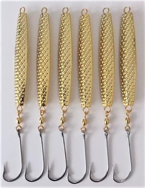 Diamond JIg Man 6 -A-87 Ava Gold Hammered Diamond Jigs 8oz with Stainless Steel Hooks