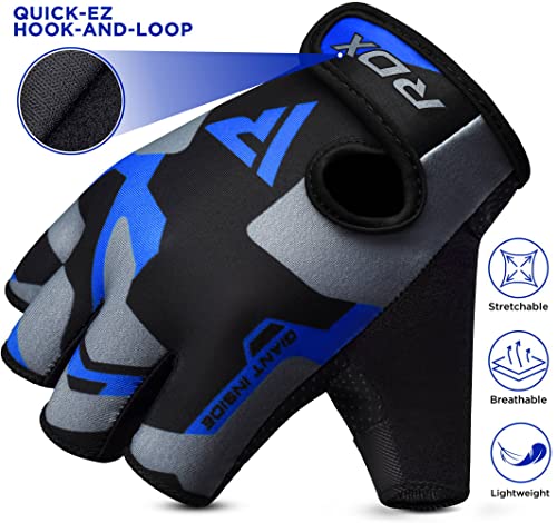 RDX Weight Lifting Gloves Gym Fitness Workout, Anti Slip Padded Palm Protection Elasticated Strength Training Equipment Half Finger Exercise Calisthenics Cycling Climbing, Men Women - Image 6