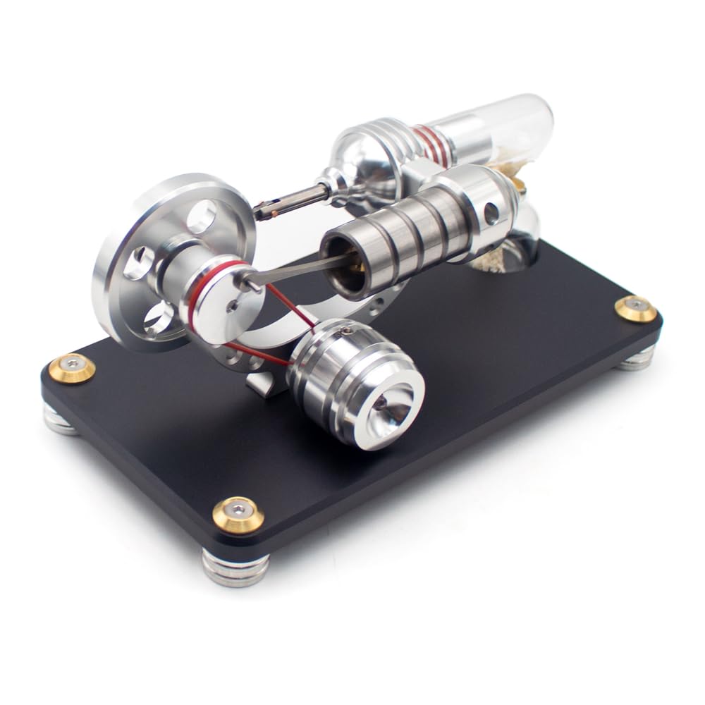 Model mikro silnika Stirlinga, pojedynczy cylinder metalowy, mini silnik spalinowy zewnętrzny, szczotkowany silnik, podstawa ze stopu aluminium M14-03-L