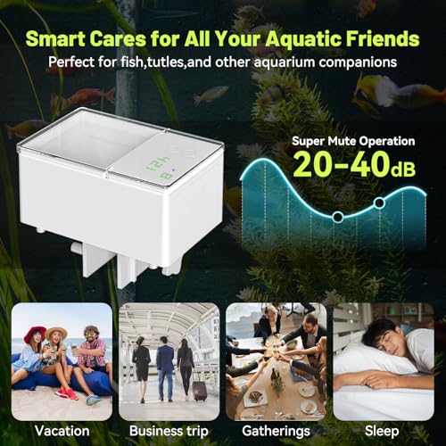 Image of Automatic Fish Feeder for Aquarium Fish Feeder Dispenser with Timer 500ML Large Capacity Auto Feeders Dispenser with LED Display for Small Tank Turtle Betta Koi on Vacation Weekend Holiday(White)