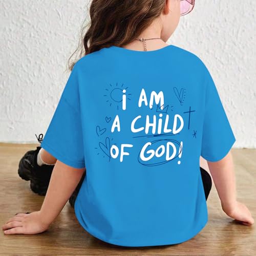 Image of KEEVICI Cute I Am A God of Child Shirt Girls Graphic Tees Christian T Shirts for Kids Jesus Religious Faith Cotton Summer Top