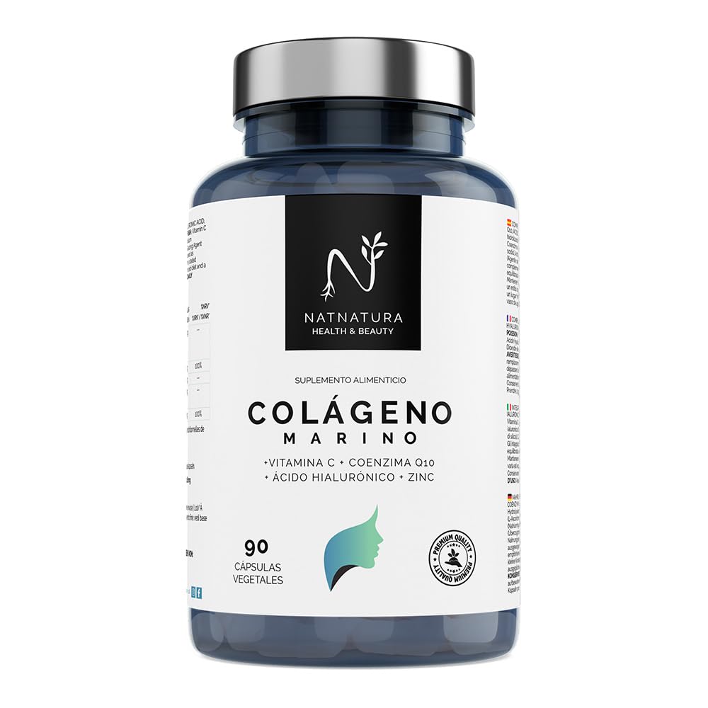 Colágeno Marino Hidrolizado + Ácido Hialurónico + Coenzima Q10 + Vitamina C + Zinc. Ilumina tu piel, protege tus articulaciones y aumenta tu energía. 90 cápsulas vegetales.