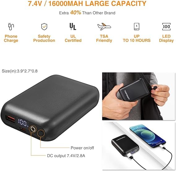 Chaleco térmico hombre KEewen 7.4 V, chaleco eléctrico con 8 zonas de calefacción 2