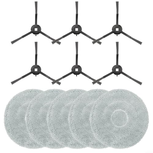 Für Trouver E30 für Aqua RLE52SC Staubsaugerzubehör Ersatz-Mopptuch und Seitenbürsten-Kit Mikrofaser-Nylonfilter passend für E30 für Aqua RLE52SC Set mit 5 Wischtüchern und 6 Seitenbürsten