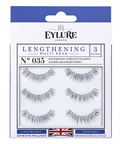 Eylure Naturals False Eyelashes, Style No. 035, Reusable, Adhesive Included, 3 Count” Packaging may vary