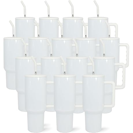 Fecbk Tumbler 40 oz with Durable Handle and Reusable Straw