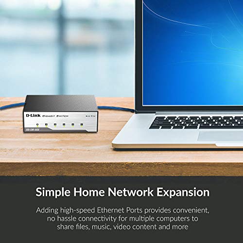 D-Link Ethernet Switch, 5 Port Unmanaged Gigabit Metal Fanless Desktop Plug N Play (Go-Sw-5Ge), Black #TOP3