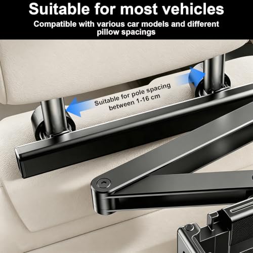 Soporte tablet coche reposacabezas giratorio 360 y brazo plegable para iPad y smartphones de 12" 5