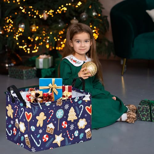 Image of Christmas Gift Storage Basket Rectangle Storage Organizer for Nursery Hamper Home Bedroom Laundry Hamper Shelf Baskets.
