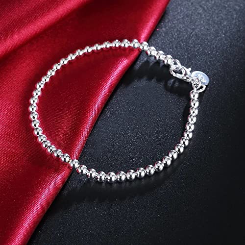 Bracelet de chaîne de perles rondes 4 mm femmes bijou sauvage tendance