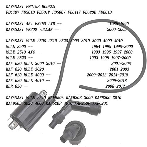 Ignition Coils Replacement for Kawasaki FD440V FD501D FD501V FD590V FD611V FD620D FD661D VN800 Vulcan 454 EN450 Mule 2500 2510 2520 3000 3010 3020 4000 4010 KAF620 KAF950 KLR650 AM120732 - Thumbnail 2