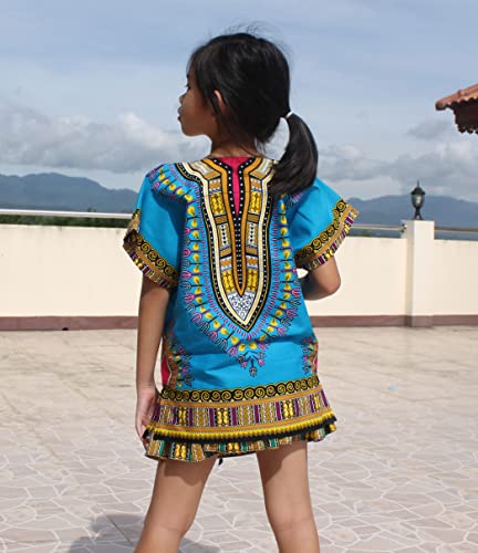 Image of RaanPahMuang Unisex Bright Africa Classic Childrens Dashiki Cotton Shirt Boys Girls