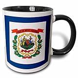 3dRose Flag of West Virginia WV Mug, 11 oz, Black