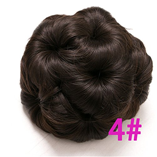 Mtmei Hair Women Curly Chignon Clip in Elastic Fake Hair Bun Updo Hairpiece Extension Accessories Synthetic Hair Style (#4)