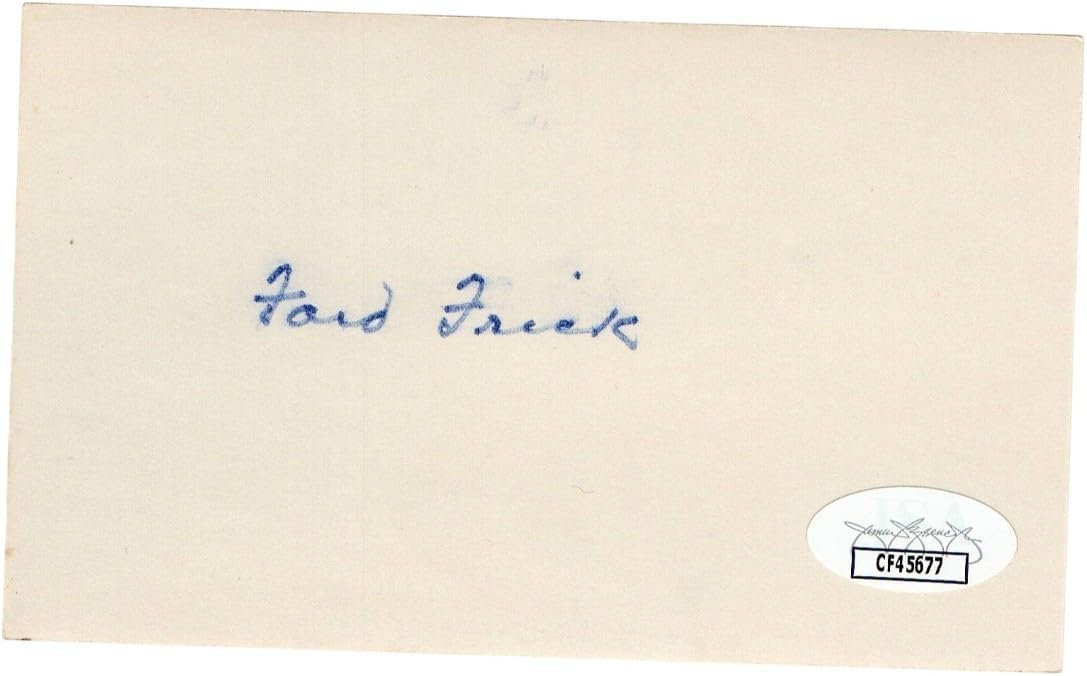 Ford Frick Signed Autographed 3X5 Index Card Baseball Commissioner JSA CF45677