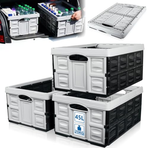 Stimo 3x Klappbox 45L faltbare Transportbox 54x40x26cm klappbar und stapelbar Einkaufskiste bis 20kg