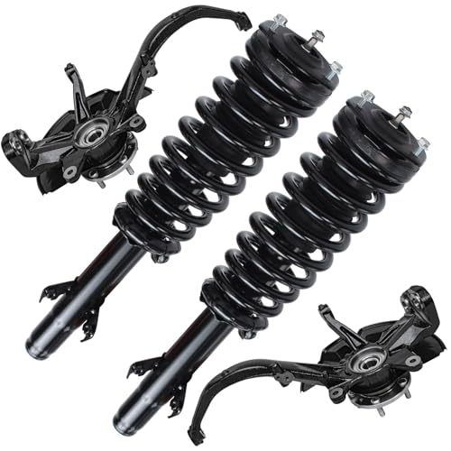 Image of Detroit Axle - Front Steering Knuckles Wheel Hub Bearings Struts w /Coil Springs Replacement for Ford Fusion Lincoln MKZ Mercury Milan - 4pc Set