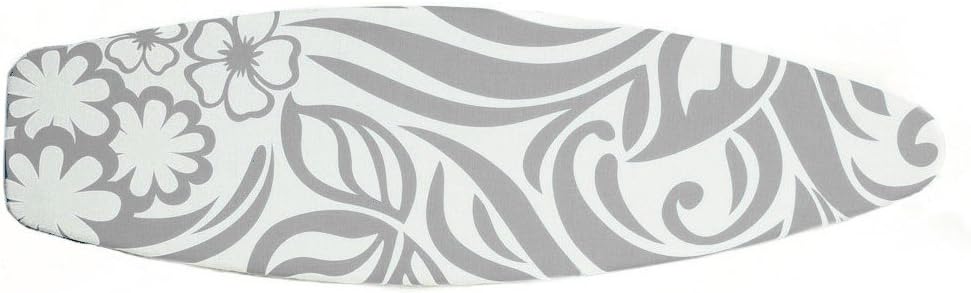 iBoard Hawaiian Flower Ironing Board Cover with High Density Felt Pad Underlay, 15 by 54-Inch, Cool Grey and White