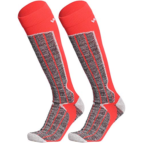Weierya Men Women Ski Socks Thick Warm Cotton Skiing Socks For Winter Sports Outdoor Cold Weather, 2 Pairs Red Xl #TOP9