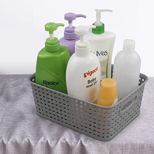 Readsky Small Woven Plastic Storage Baskets, Plastic Baskets For Shelves, Gray, Pack Of 6 #TOP5