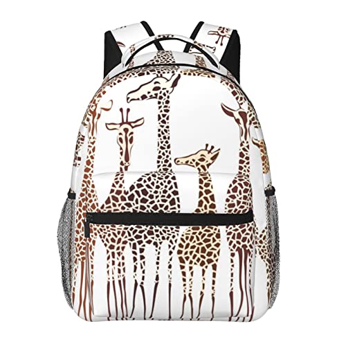 Grand sac à dos à fleurs rose et girafes mignonnes pour université décontracté