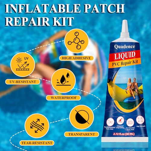 Quadence Heavy Duty Vinyl Repair Kit for Air Mattress, Waterproof Air Mattress Patch Kit Inflatable Repair Kit for PVC Boats, Raft, Kayak, Swimming Ring, Inflatable Toys, Vinyl Glue for Boats (80 ML) - image 4