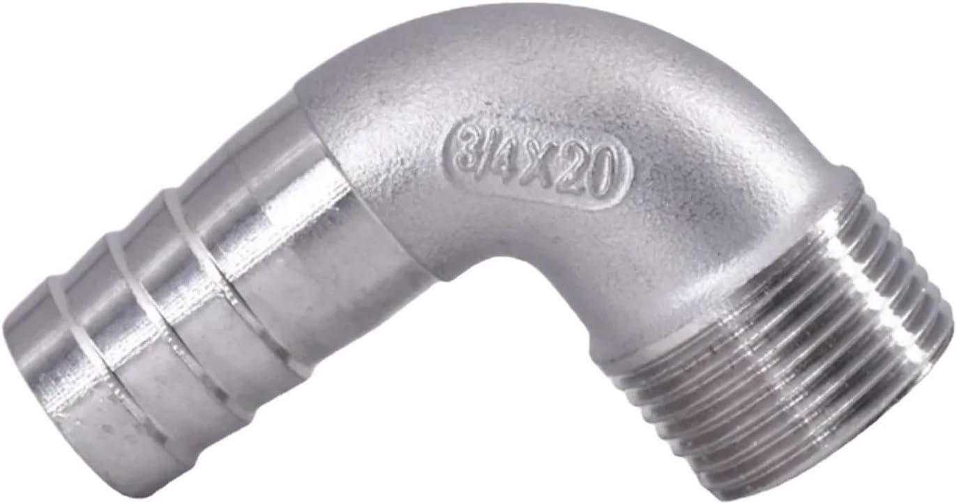 1/8" 1/4" 3/8" 1/2" 3/4" 1" -2" BSPT Male 6 8 10 12 14 15-60mm Hose Barb Elbow 90 Deg 304 Stainless Steel Pipe Fitting Connector(20MM_3/4")