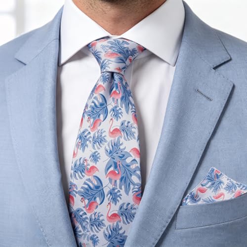 Image of Alizeal Mens 3.15'' Gradient Novelty Pattern Tie Set with Pocket Square Casual Color Tie Set