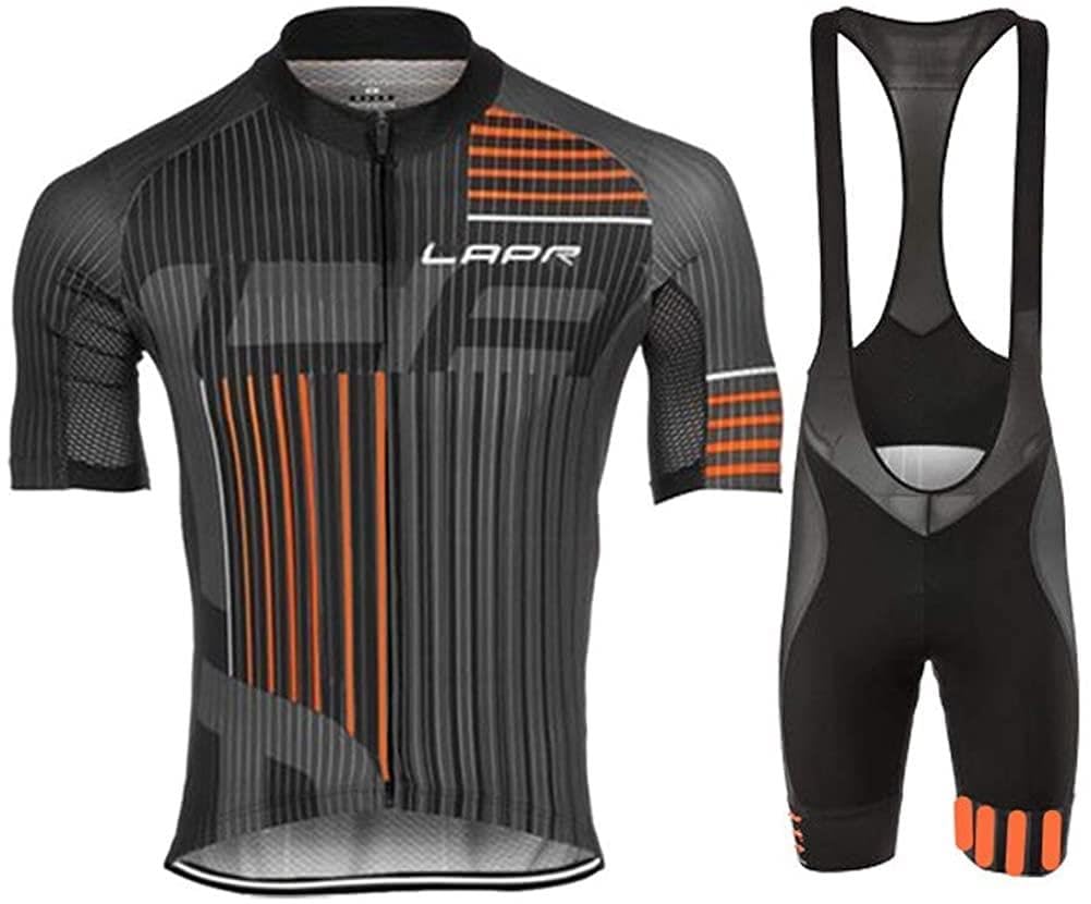 Men Cycling Jersey Set Bike Suit Short Sleeve Cycling Outfits Quick Dry Gel Sponge Padded Cycling Bibs 05 X-Large