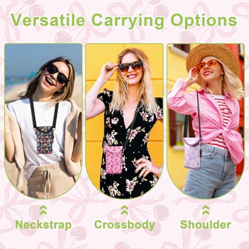 Image of POVESTE Neoprene Cell Phone Sleeve Pouch Case Bag with Crossbody Strap Lanyard for Women, Flap Closure Secure Cell Phone Bag with Pocket for Cards, Cash. (On Tour Purple)
