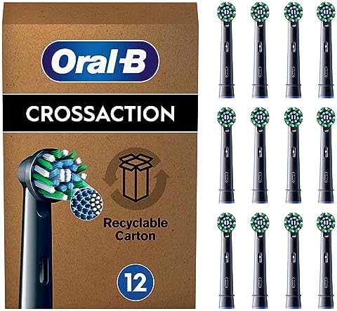 Oral-B Cross Action Końcówki do Szczoteczek Elektrycznych, 12 Sztuk, Czarne, Wielkość Odpowiednia do Skrzynek Pocztowych