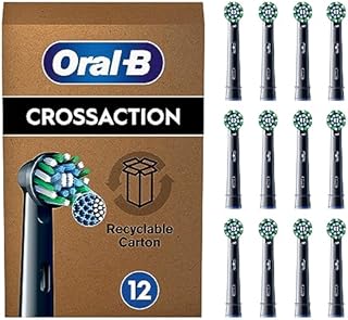 Oral-B Cross Action Końcówki do Szczoteczek Elektrycznych, 12 Sztuk, Czarne, Wielkość Odpowiednia do Skrzynek Pocztowych
